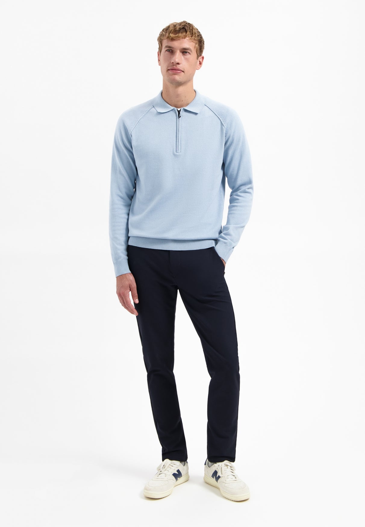 Polotrui met halve rits | Dusty Blue