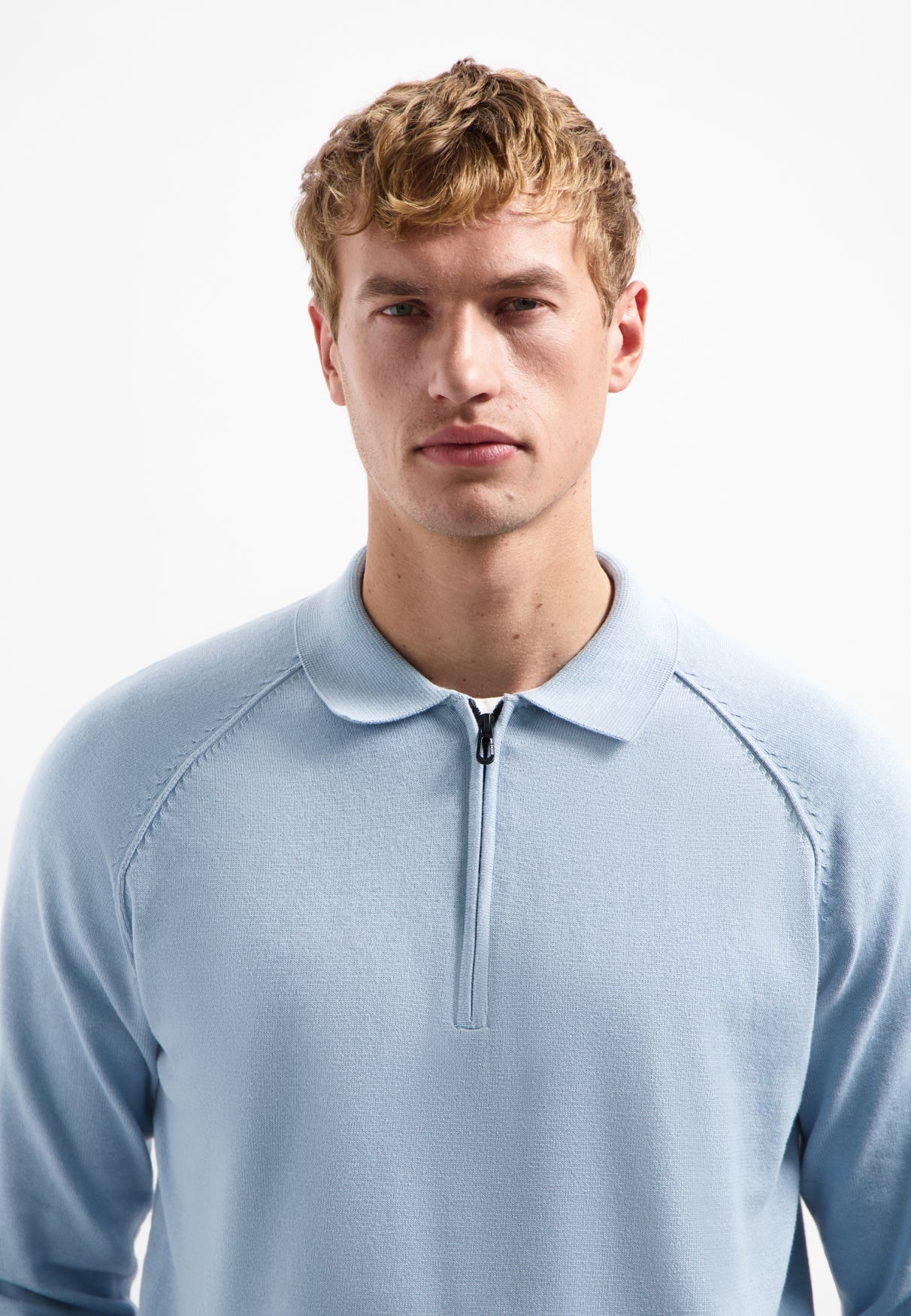 Polotrui met halve rits | Dusty Blue