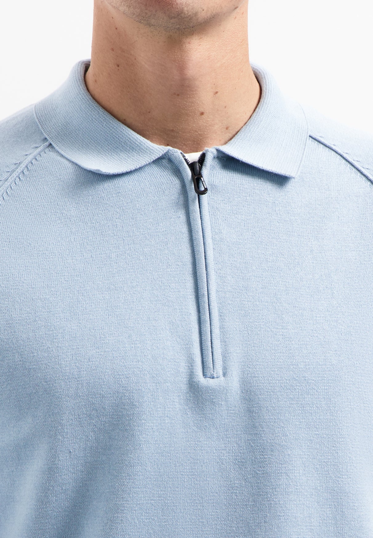 Polotrui met halve rits | Dusty Blue