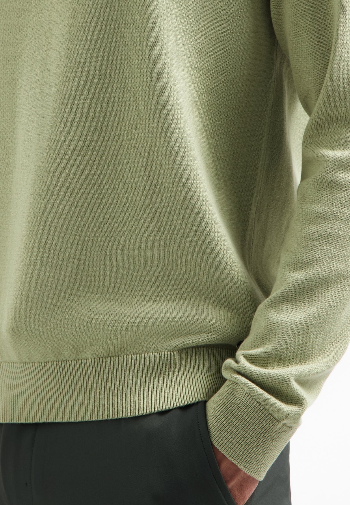 Trui met halve rits | Light Moss