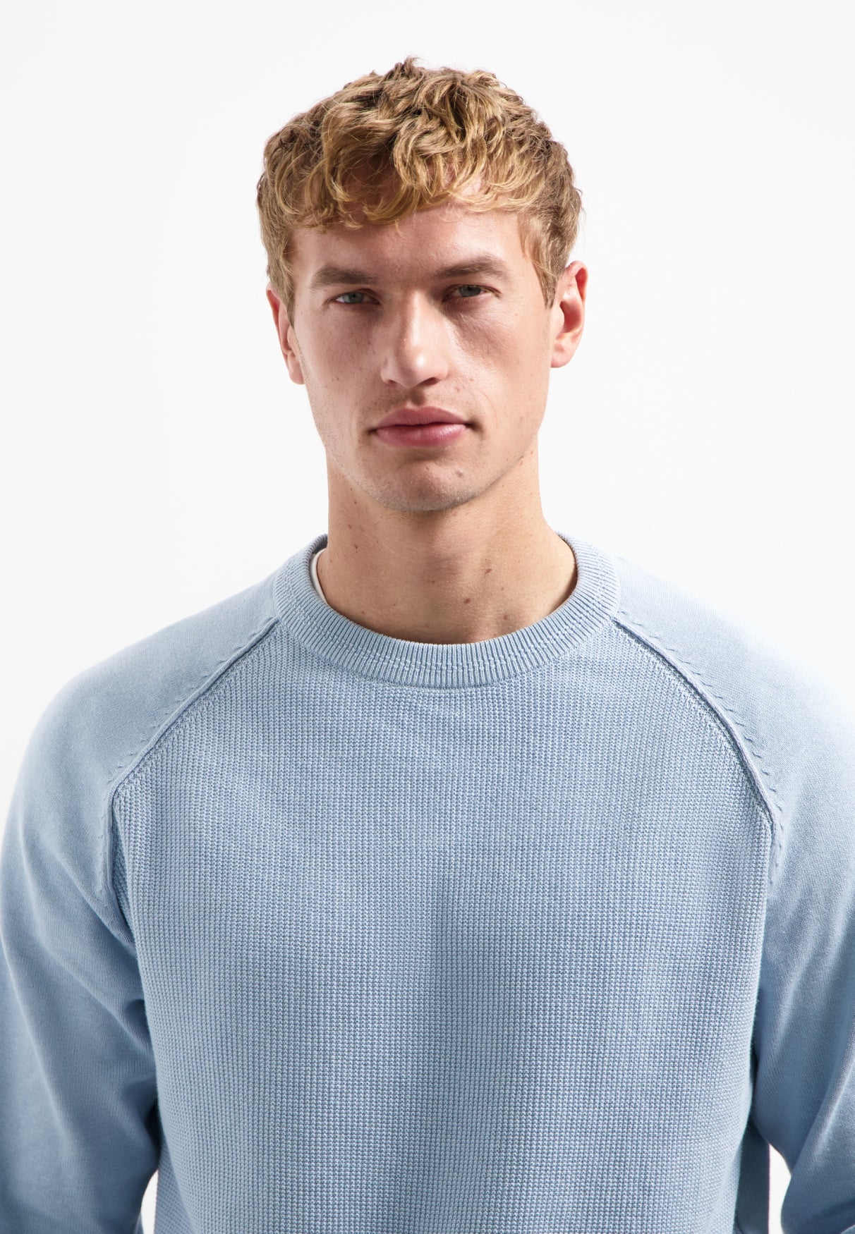 Wafelstructuur trui | Dusty Blue