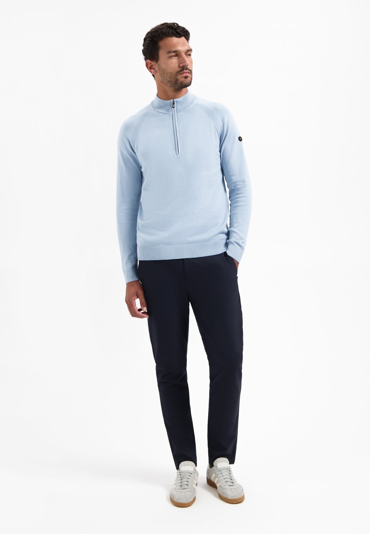 Trui met halve rits | Dusty Blue