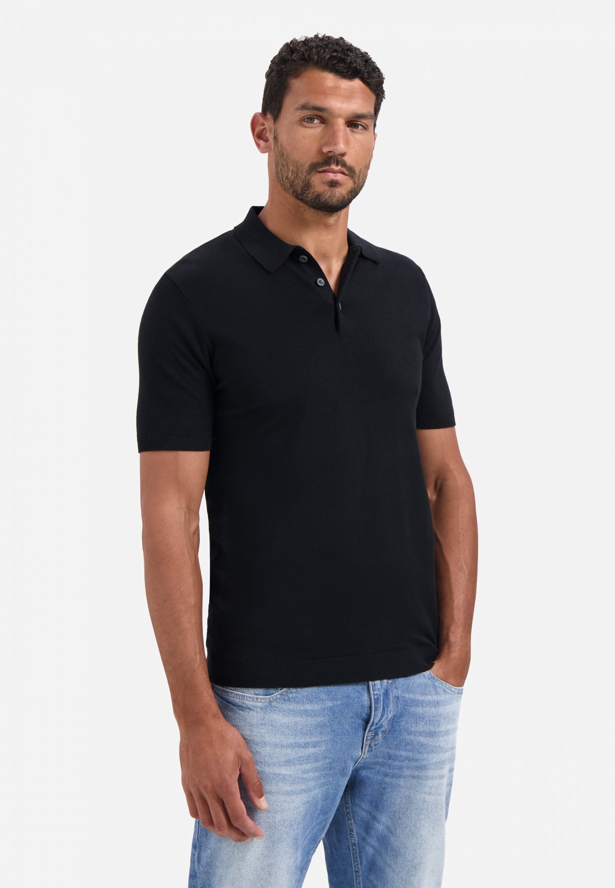 Gebreide polo | Zwart