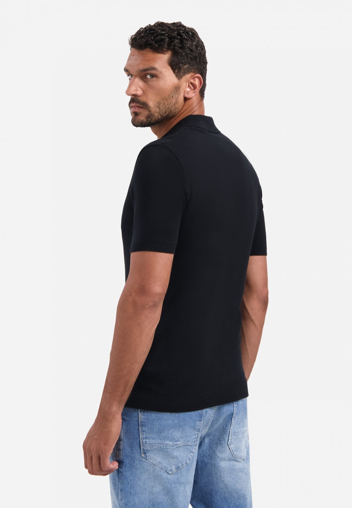 Gebreide polo | Zwart