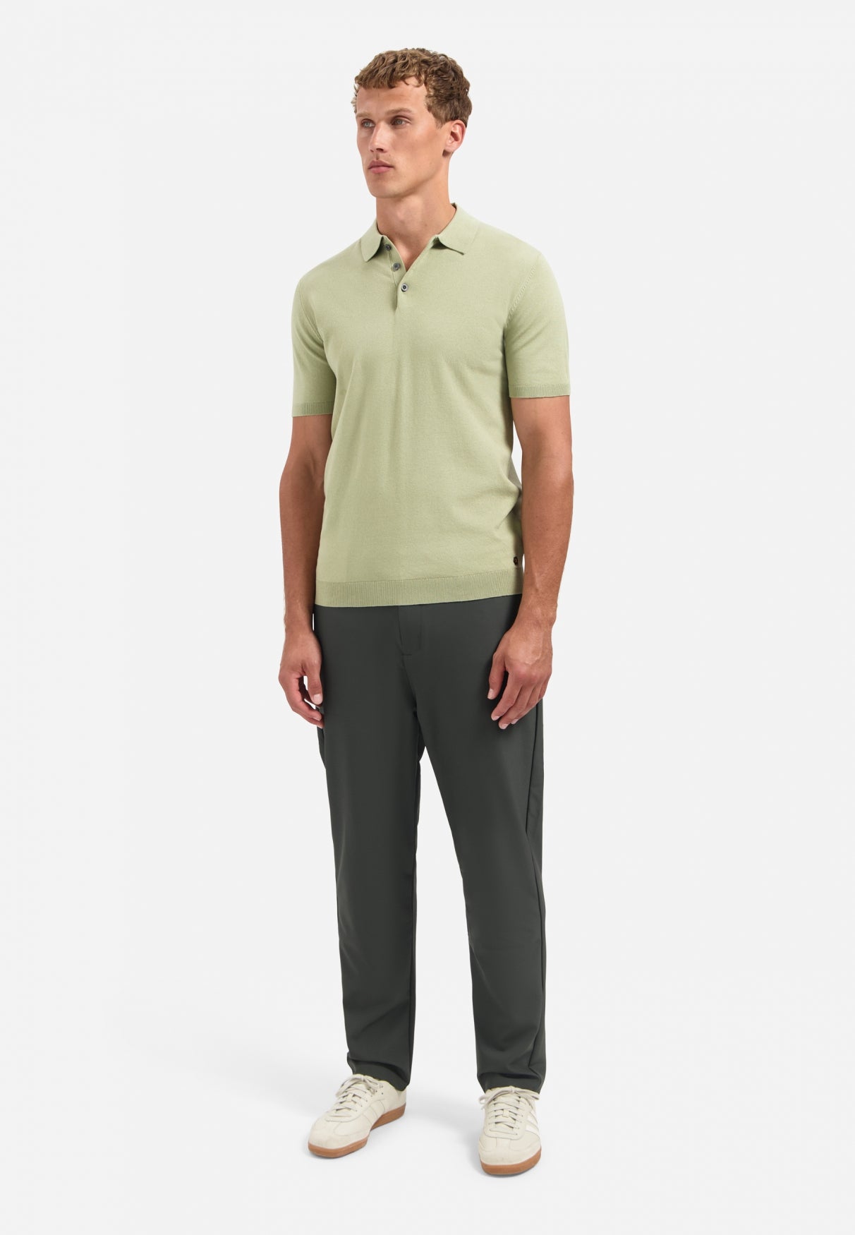 Gebreide polo | Light Moss