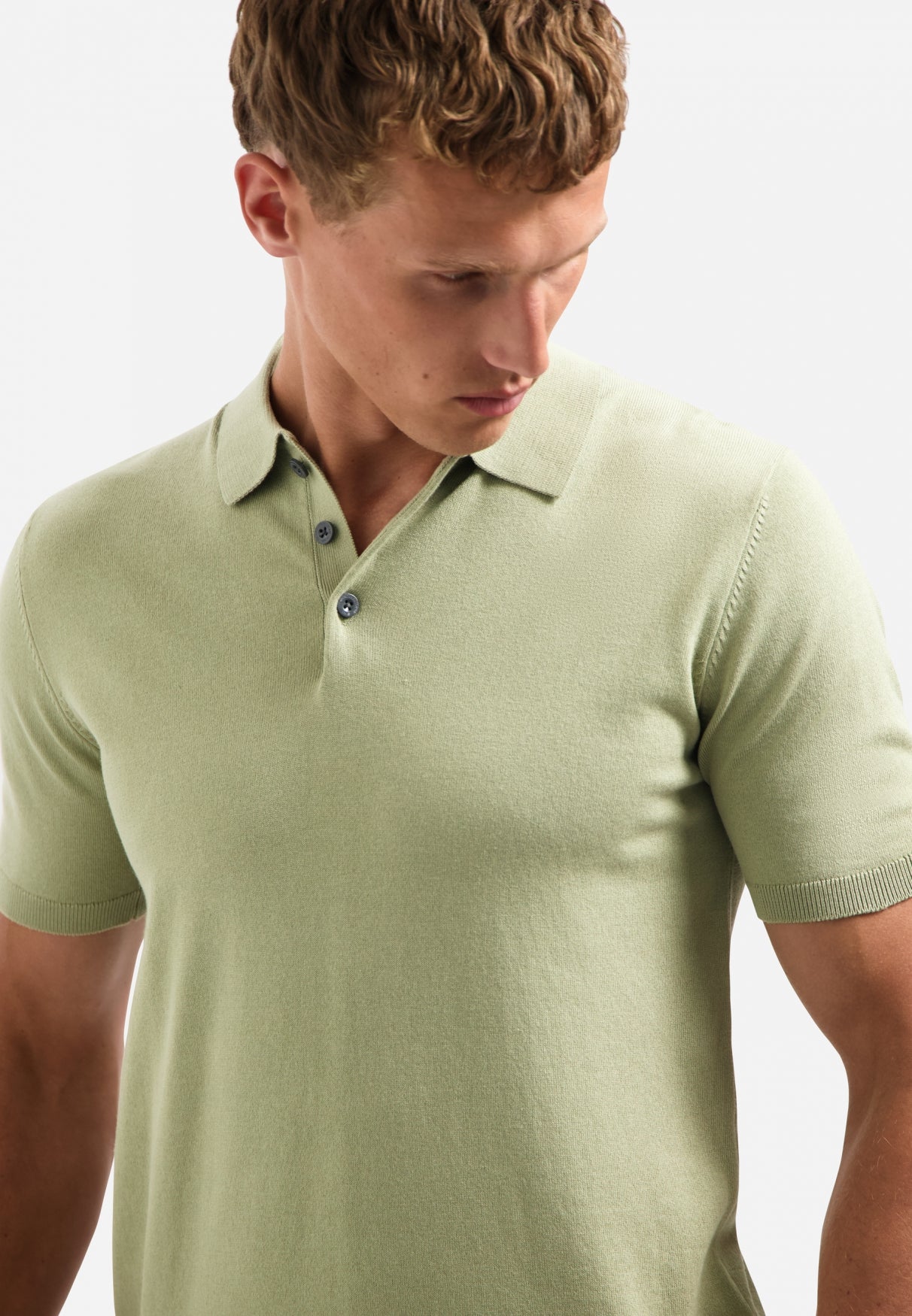 Gebreide polo | Light Moss