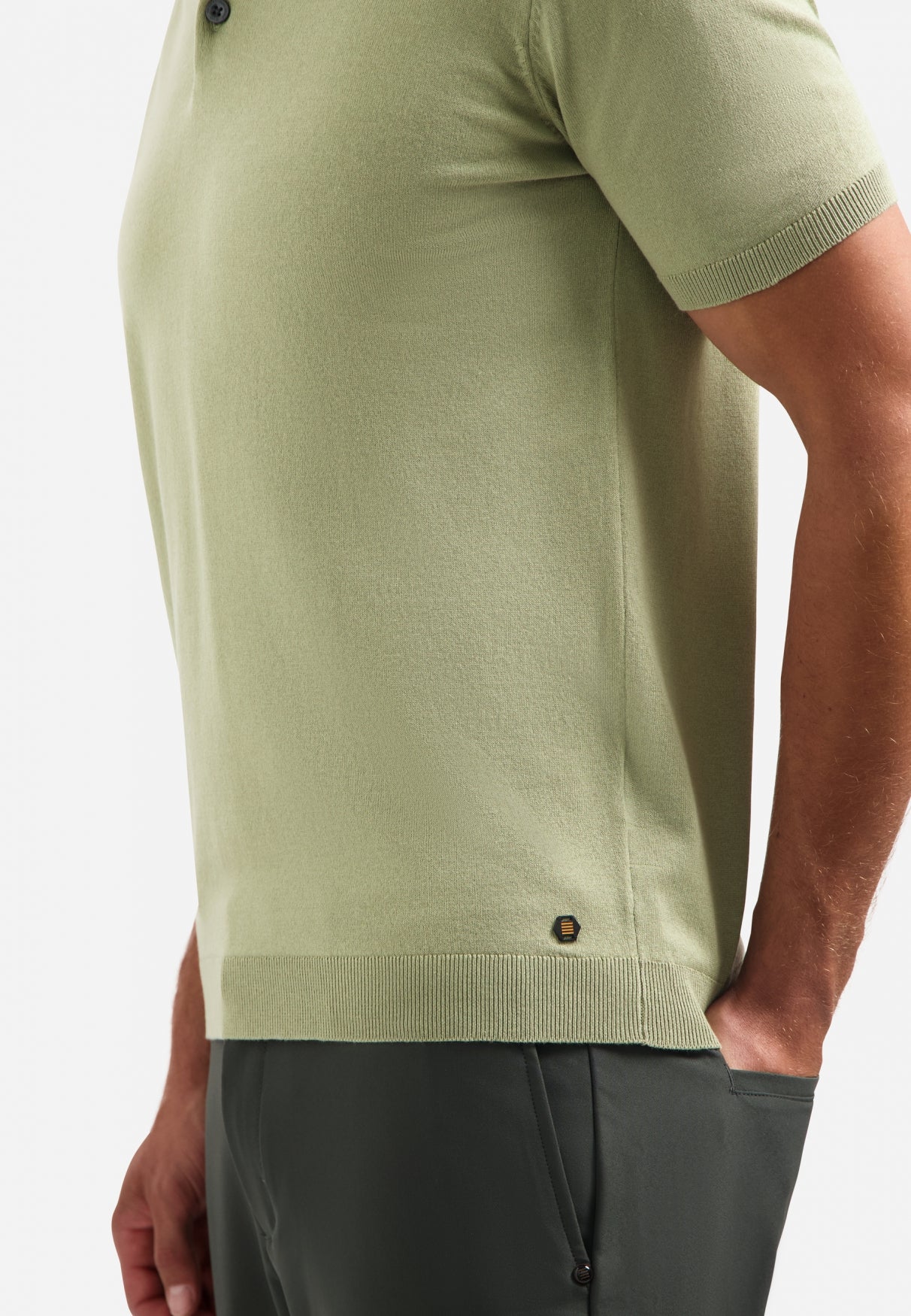 Gebreide polo | Light Moss