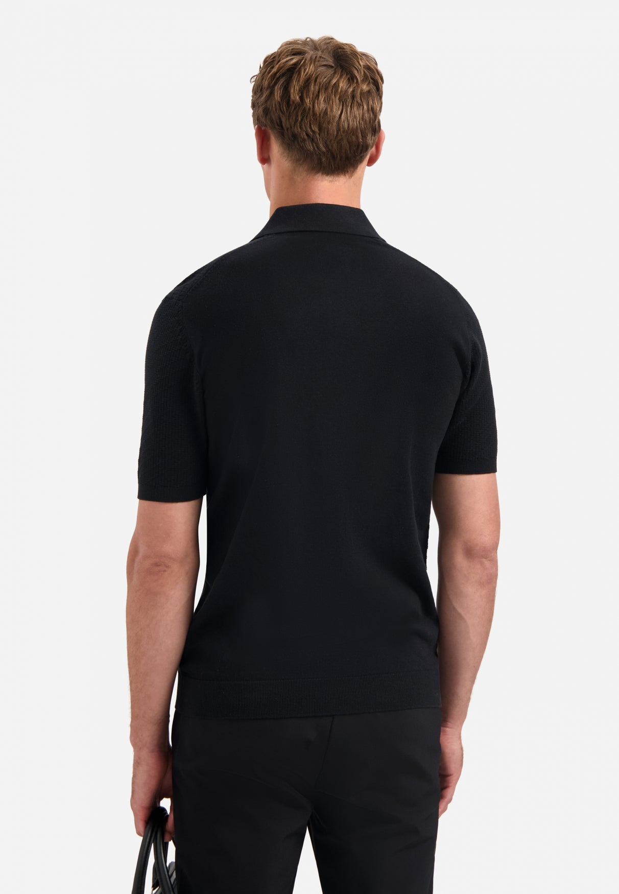 Gebreide polo met halve rits | Zwart