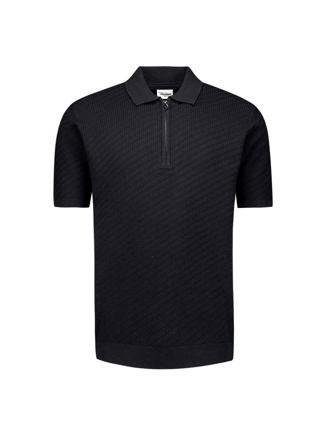 Gebreide polo met halve rits | Zwart