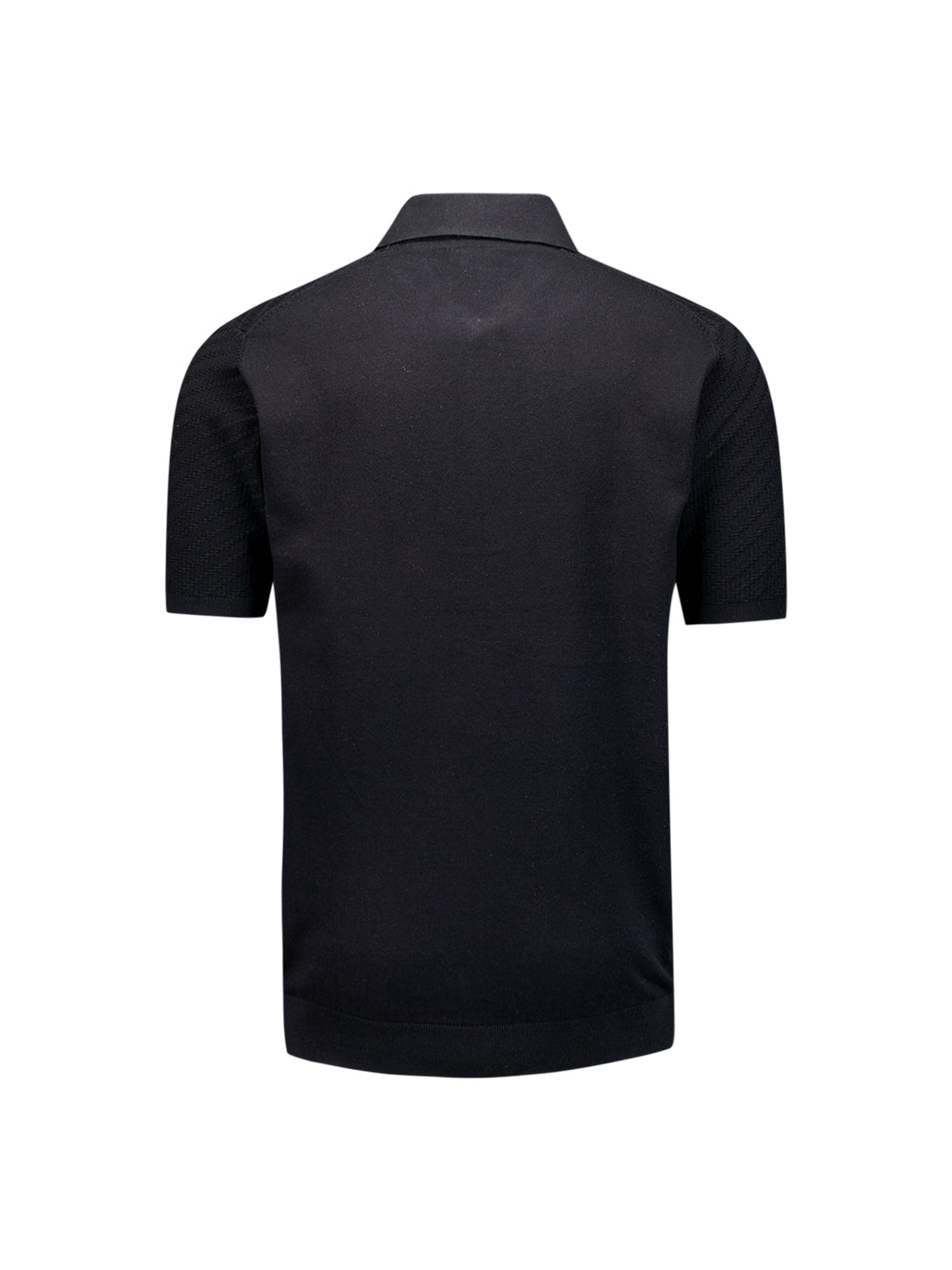 Gebreide polo met halve rits | Zwart