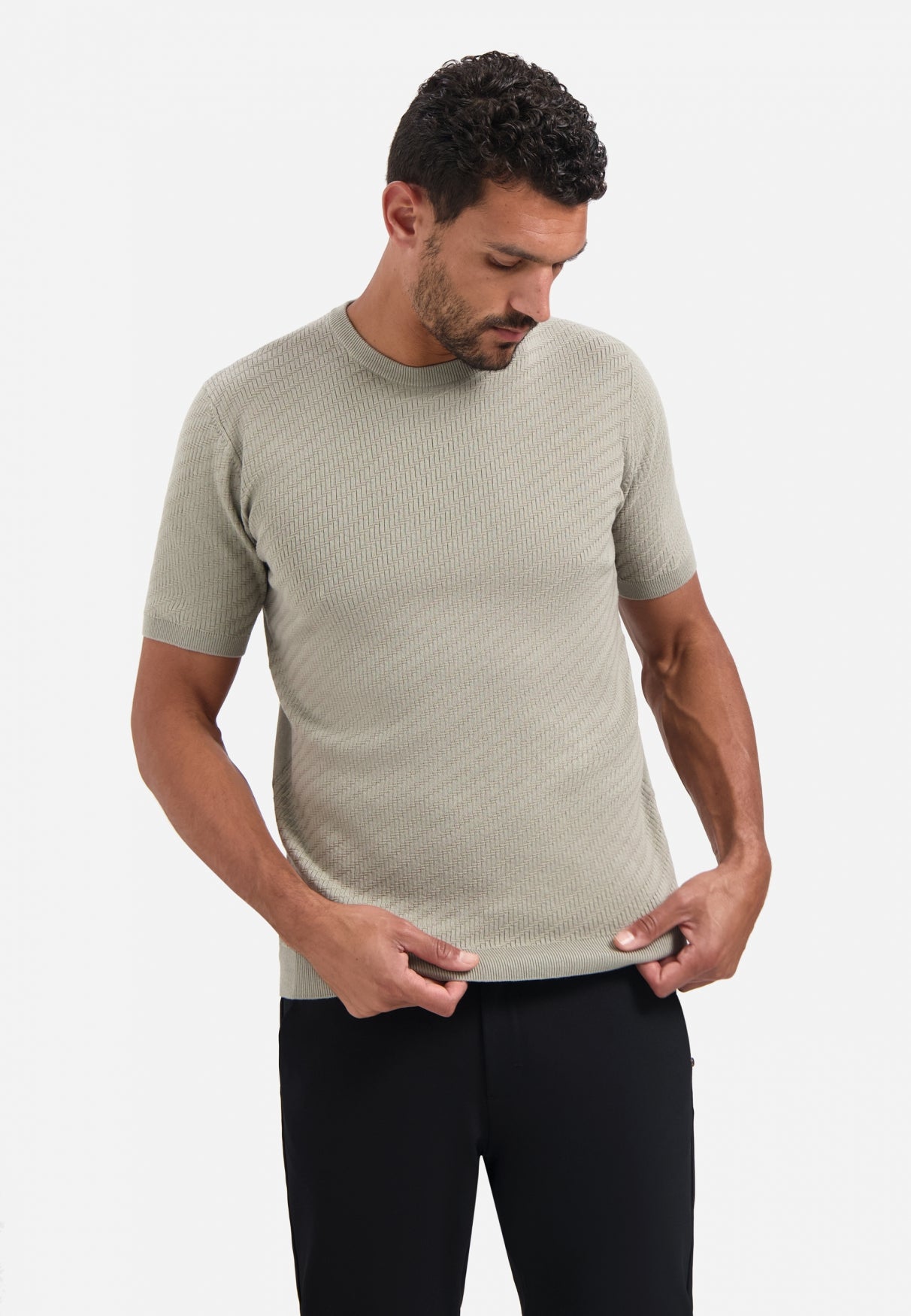 Gebreid T-shirt | Clay