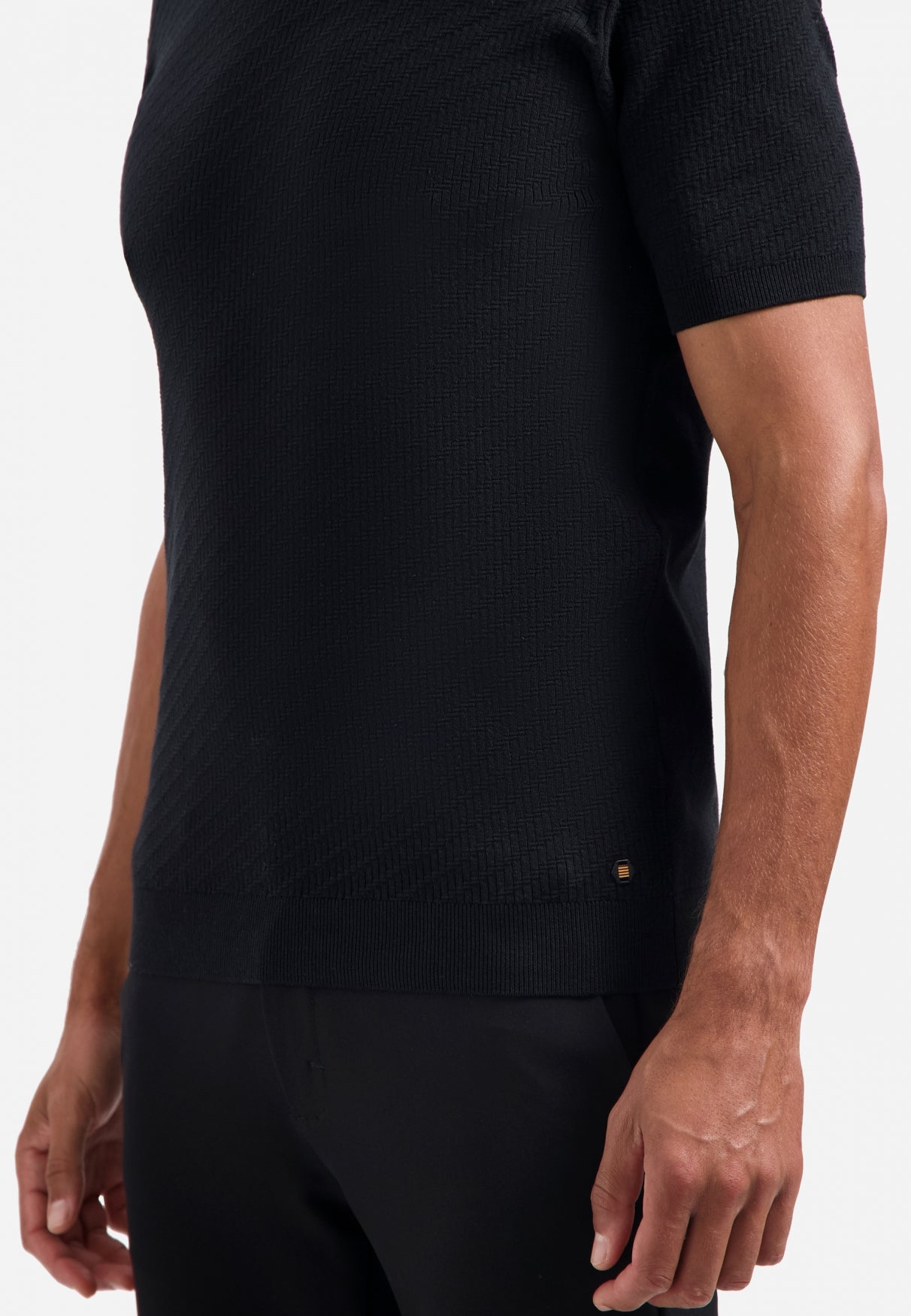 Gebreid T-shirt | Zwart