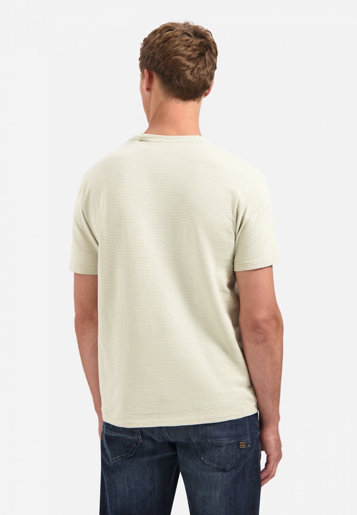 Gestreept gemêleerd T-shirt | Light Moss