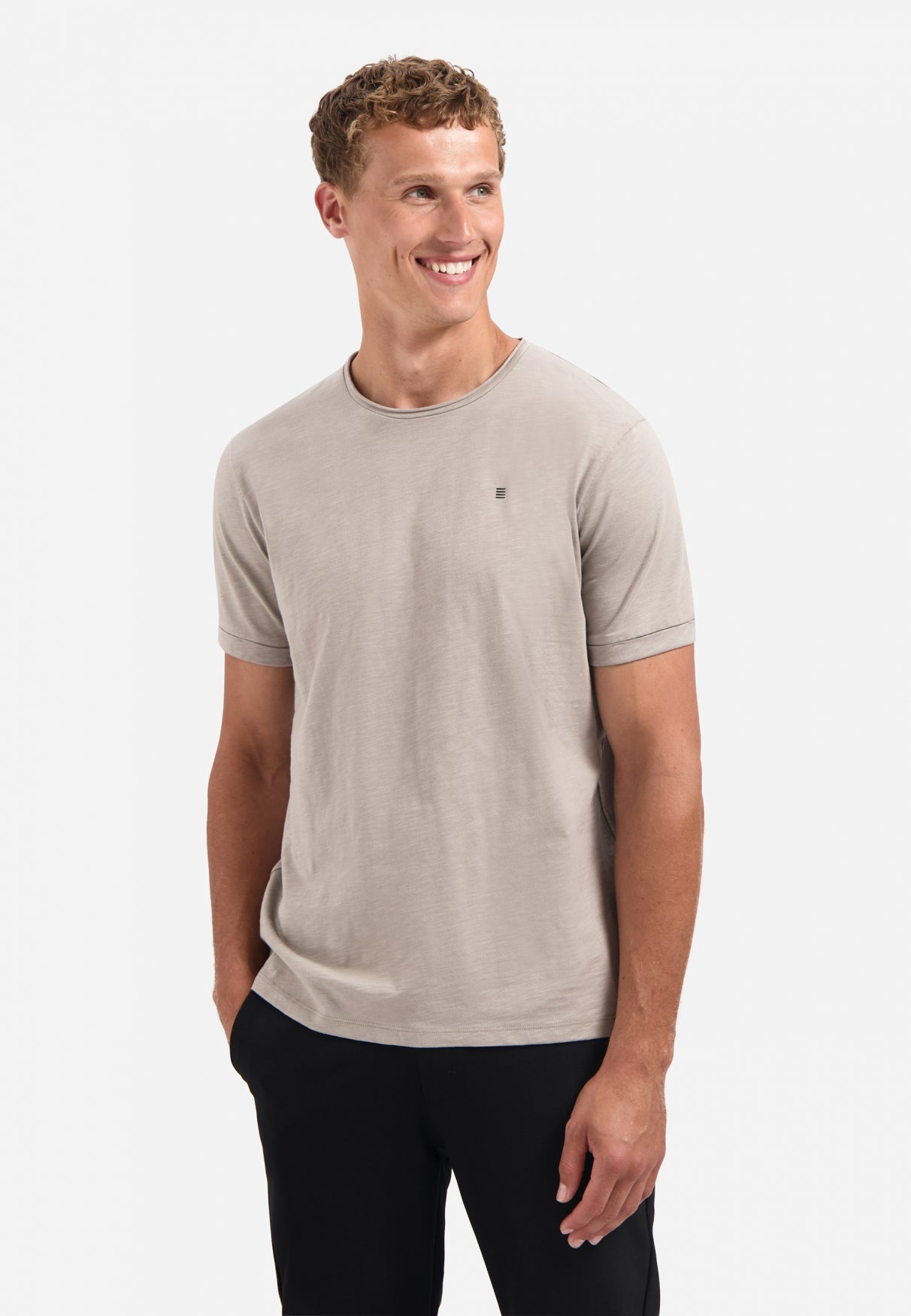 Slub T-shirt met ronde hals | Clay