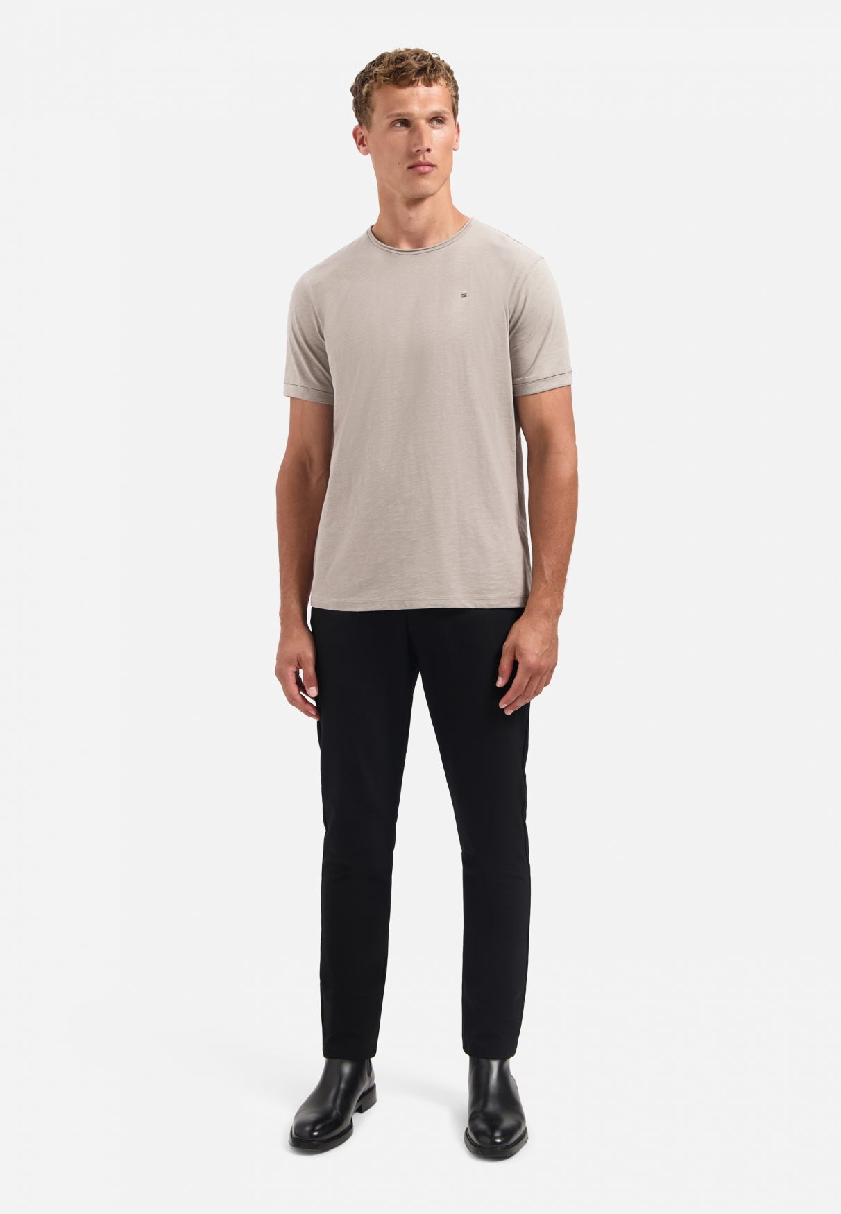 Slub T-shirt met ronde hals | Clay