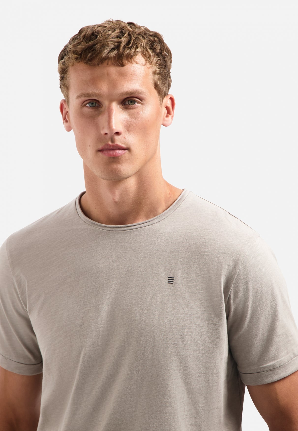 Slub T-shirt met ronde hals | Clay