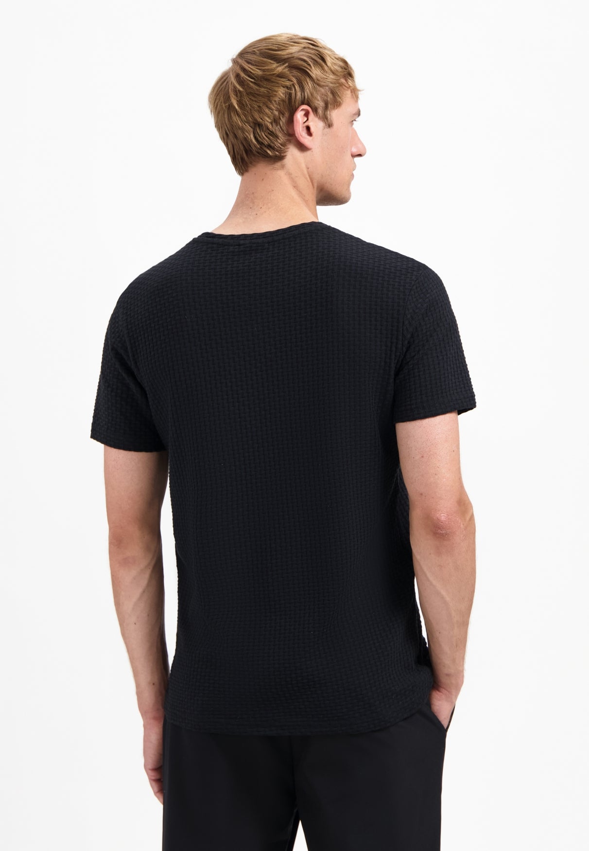 Gestructureerd T-shirt | Zwart