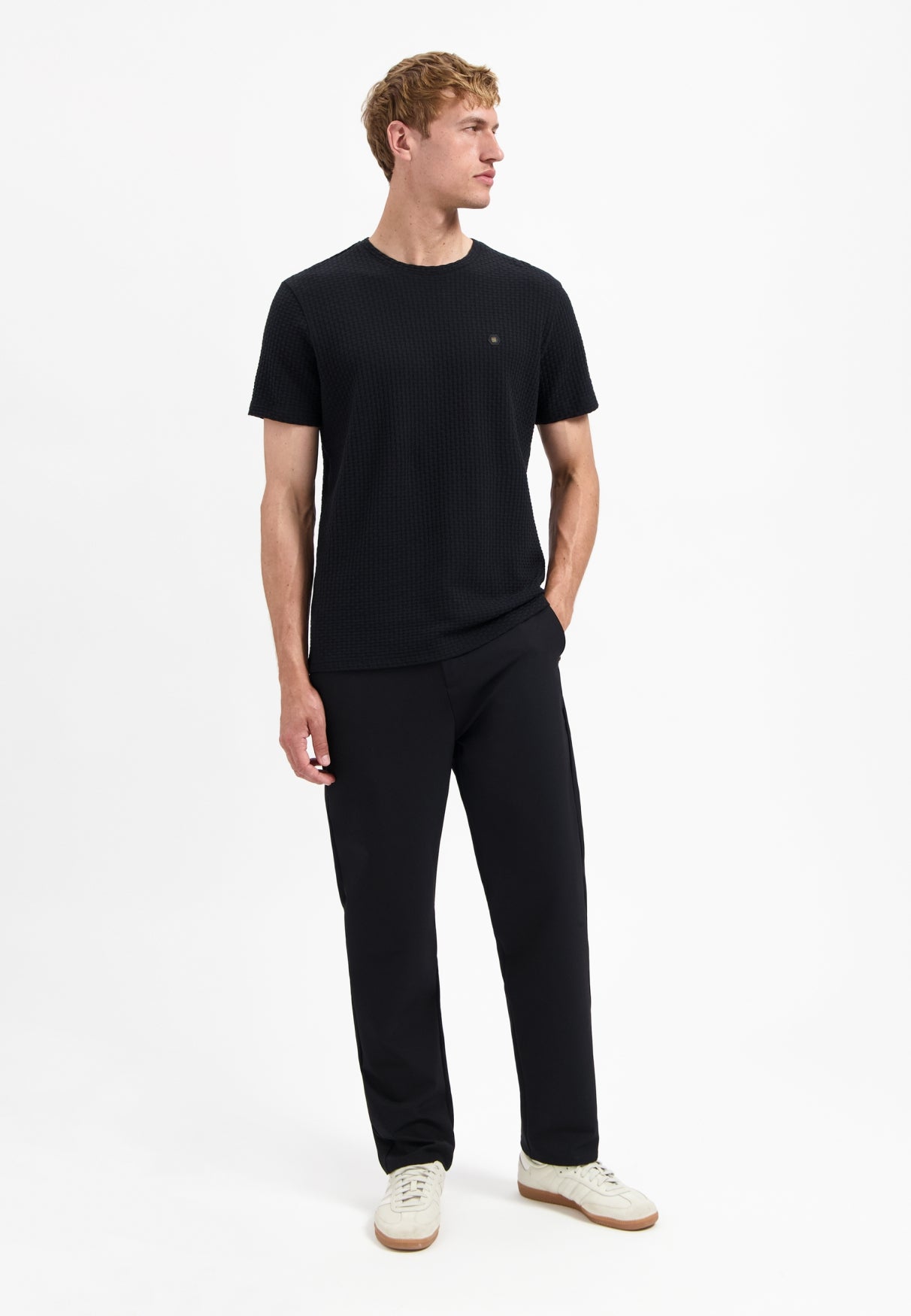 Gestructureerd T-shirt | Zwart