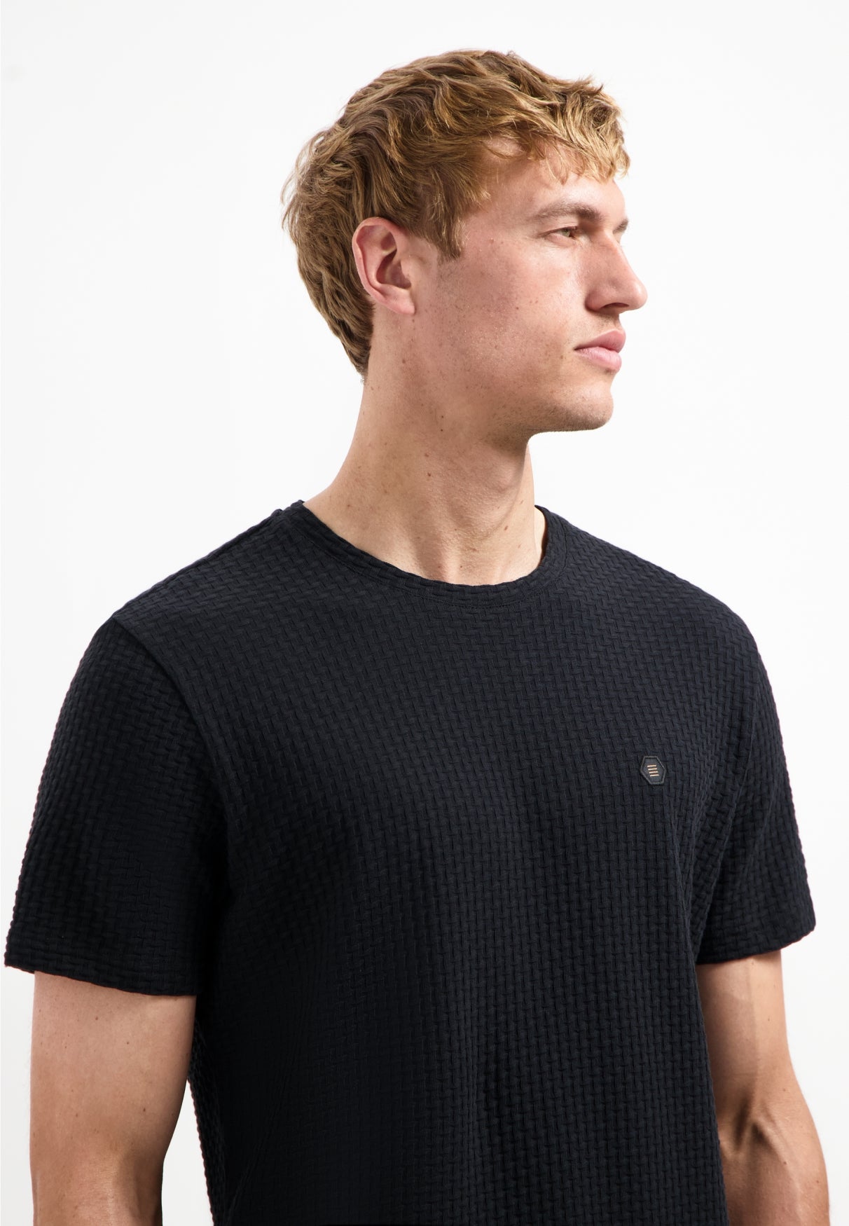 Gestructureerd T-shirt | Zwart