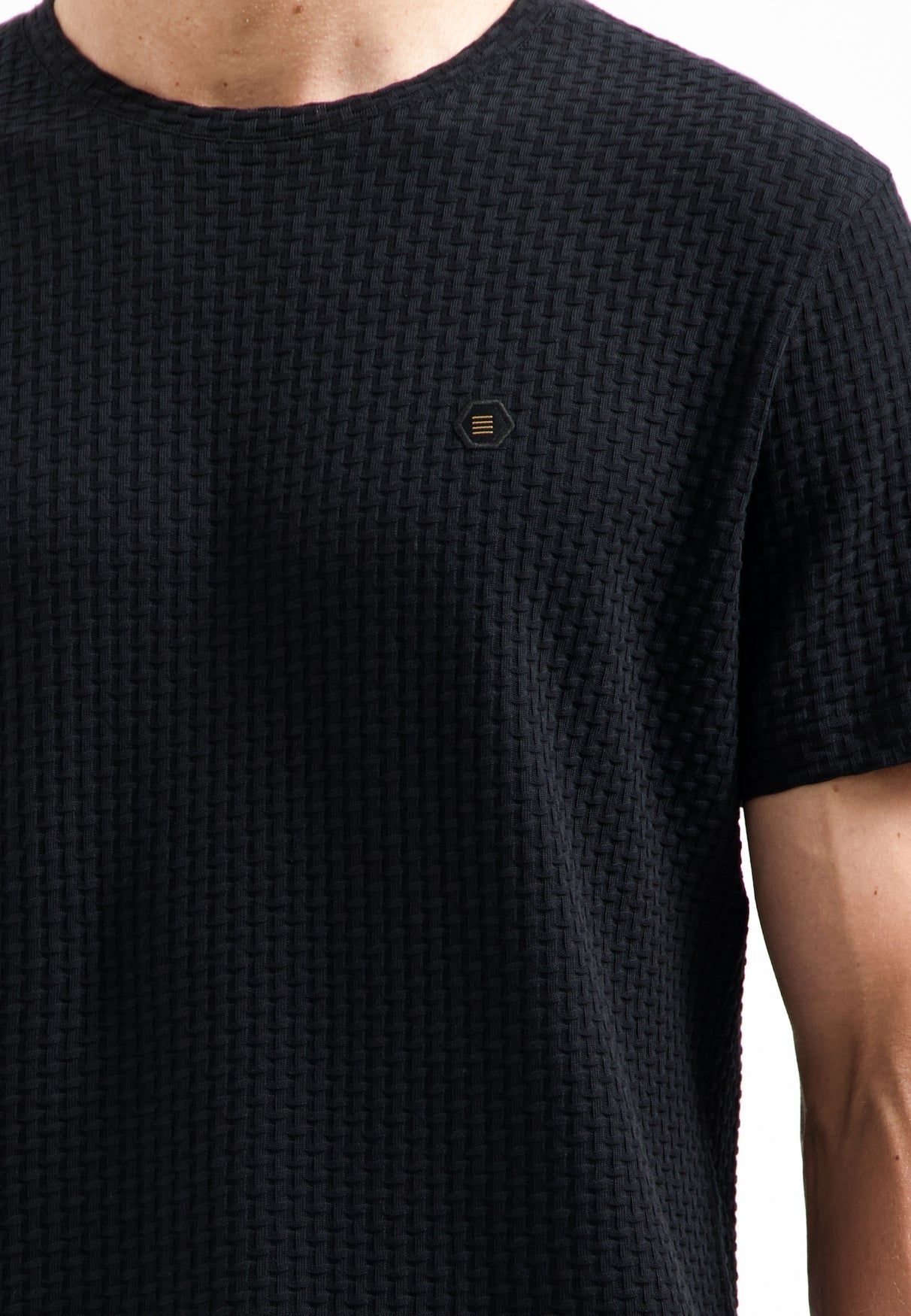 Gestructureerd T-shirt | Zwart