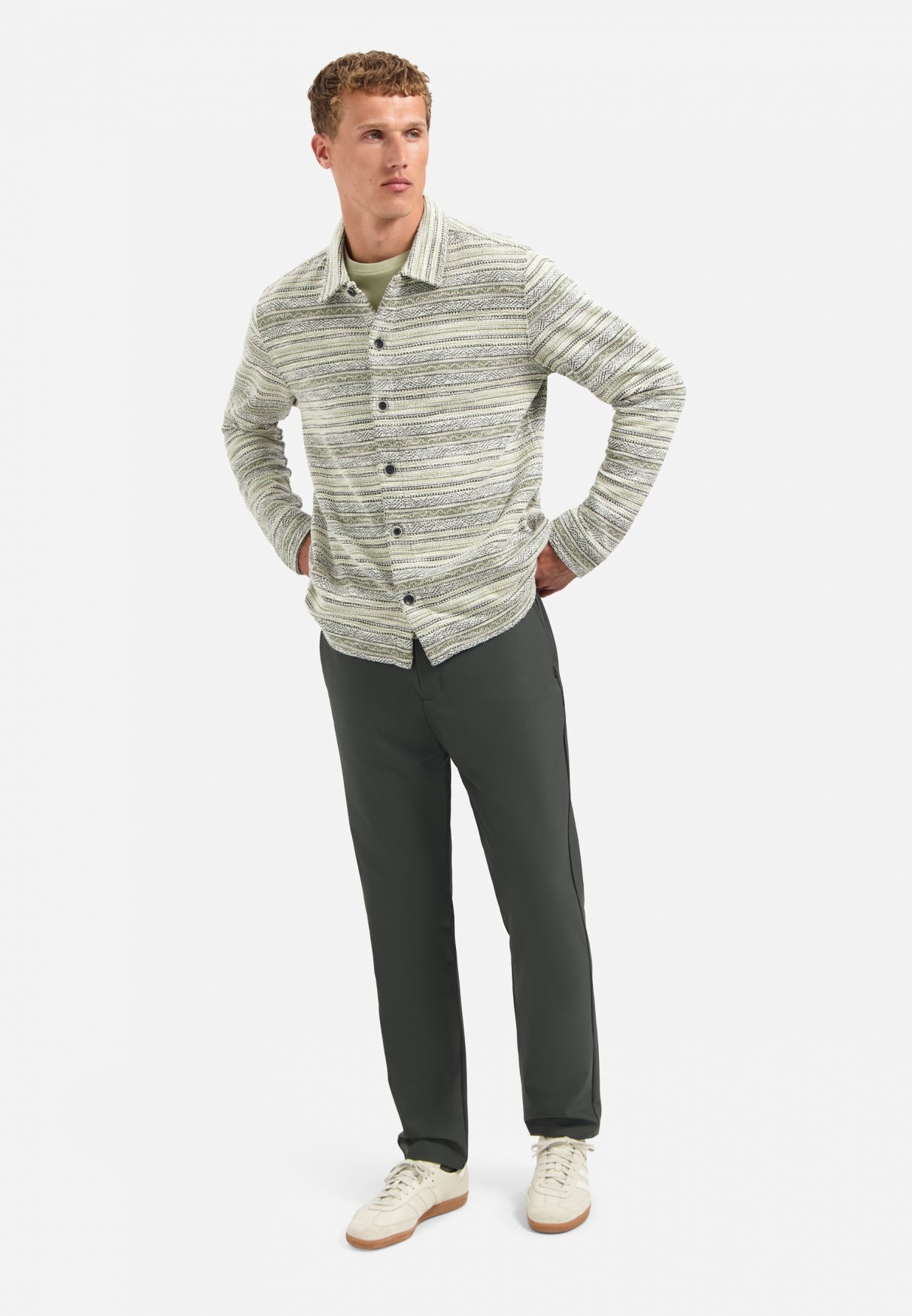 Gebreid overshirt | Donkergroen