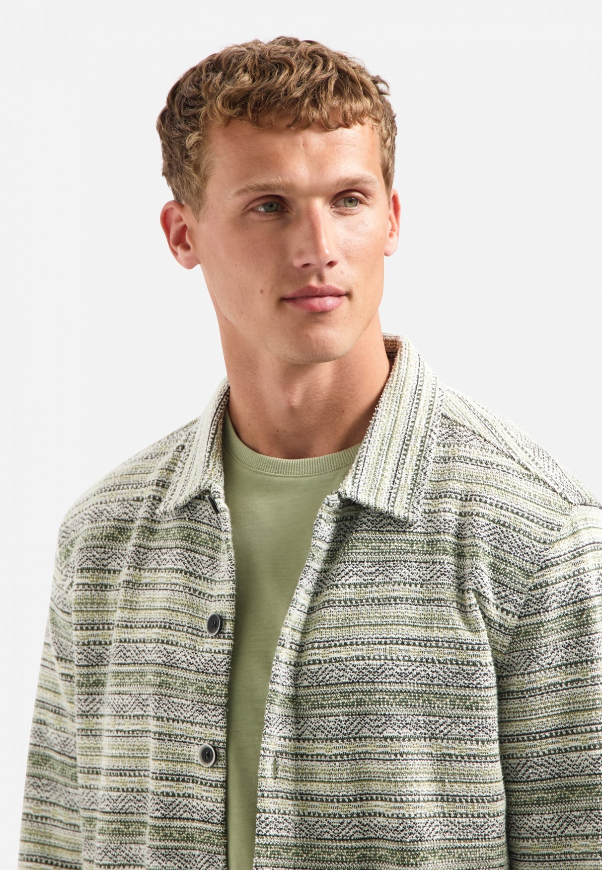 Gebreid overshirt | Donkergroen