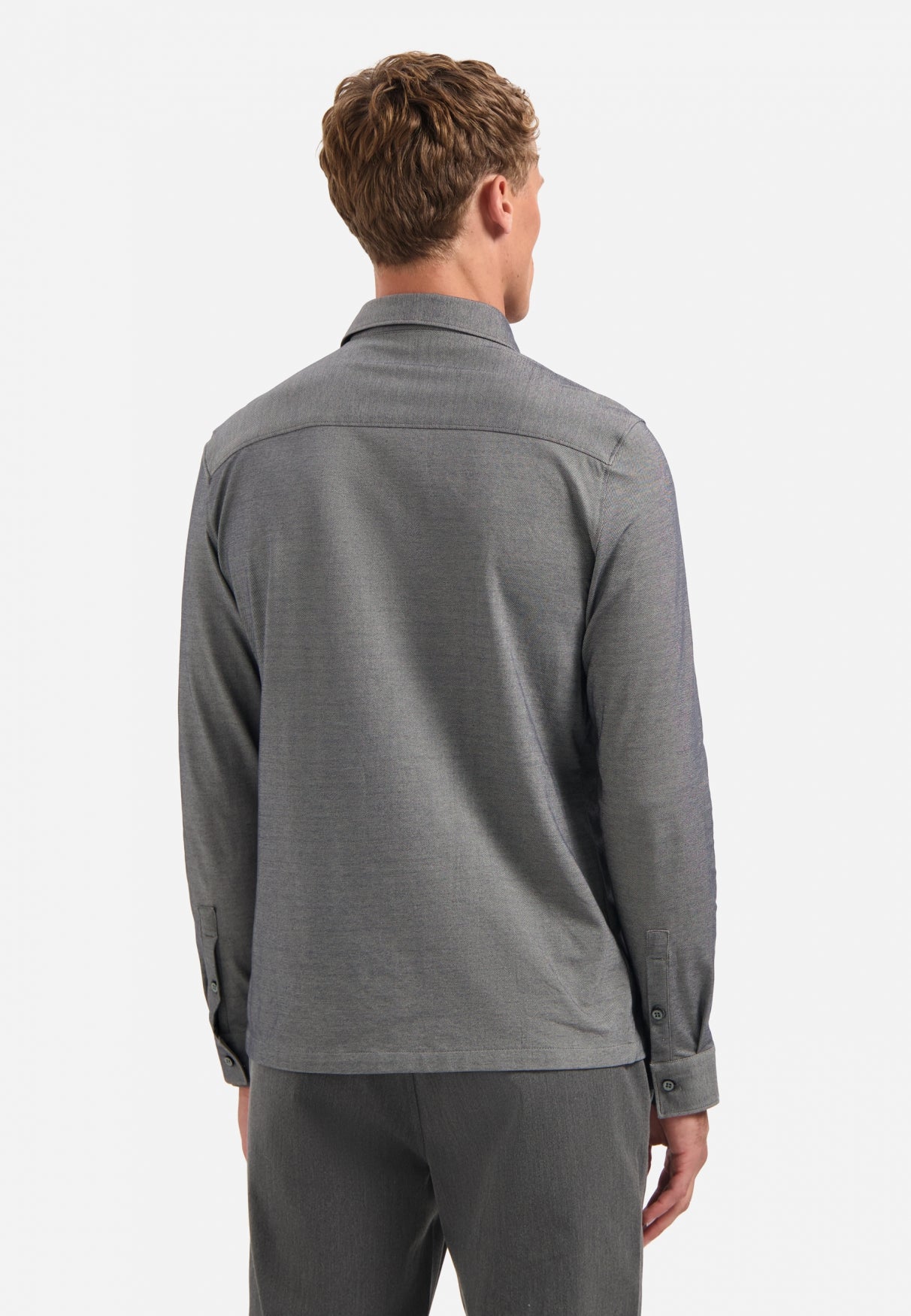 Jersey hemd in melange twillstructuur | Dark Grey