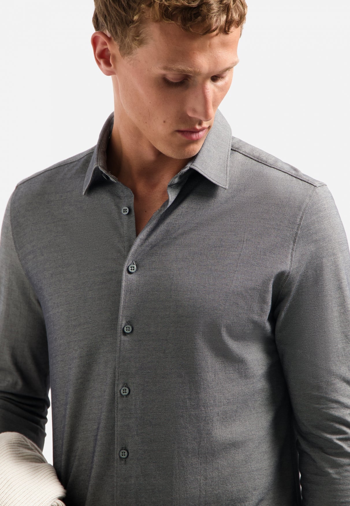 Shirt in gemêleerde jersey | Donkergrijs