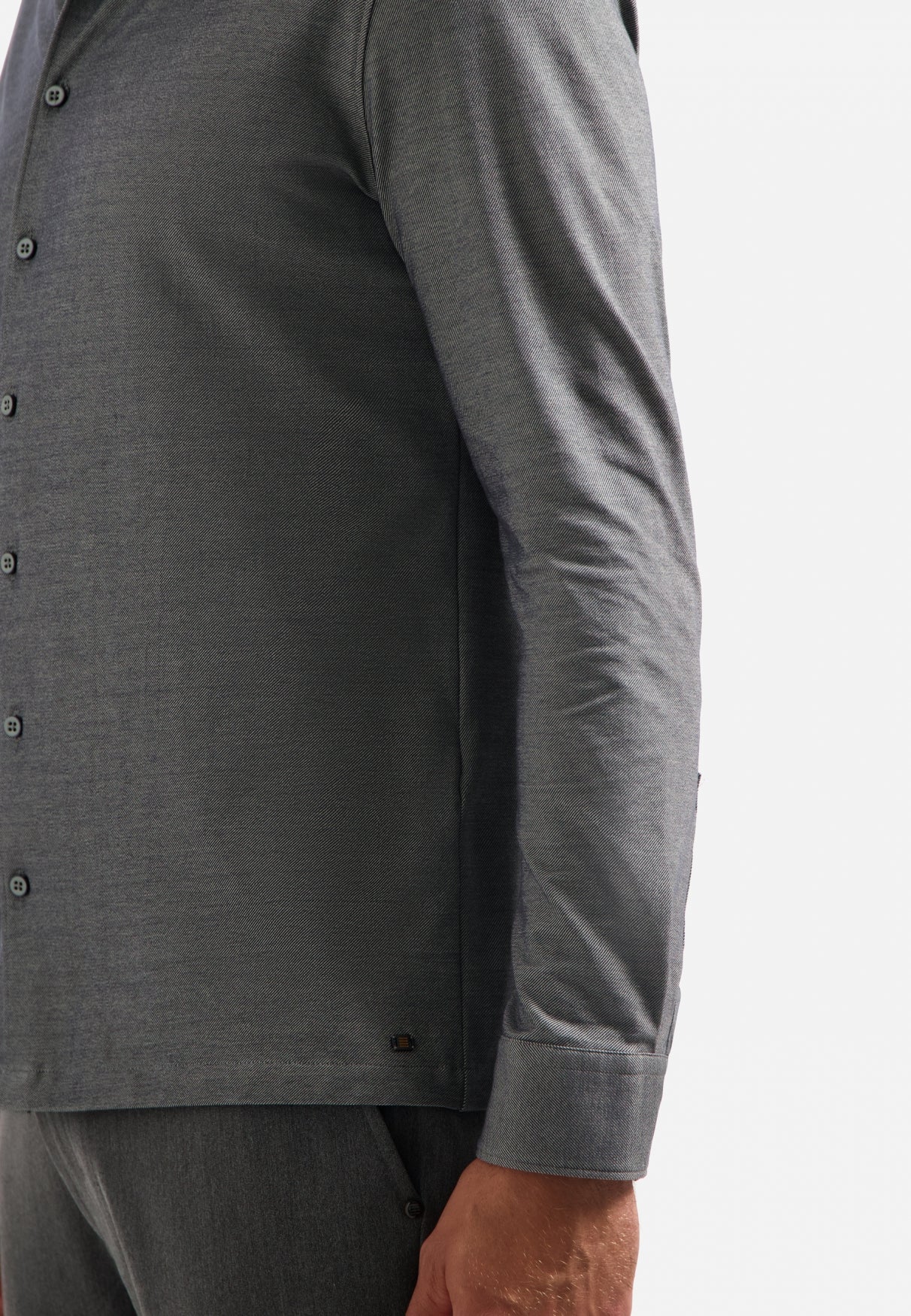Jersey hemd in melange twillstructuur | Dark Grey