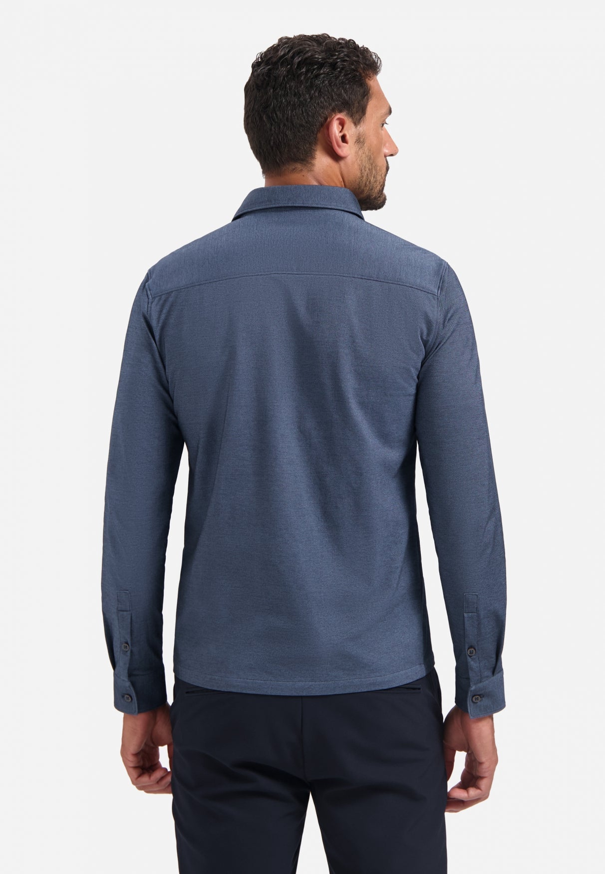 Jersey hemd in melange twillstructuur | Washed Blue