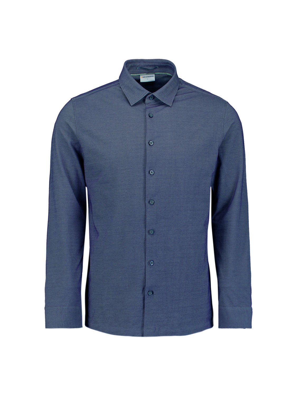 Jersey hemd in melange twillstructuur | Washed Blue