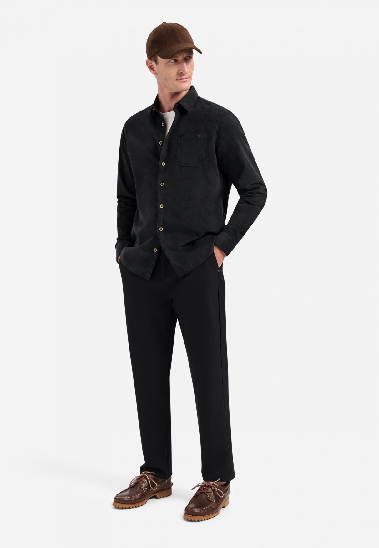Corduroy overhemd | Zwart