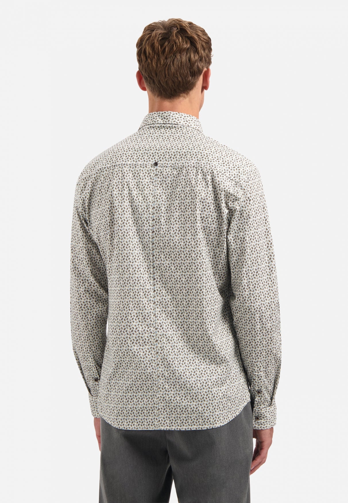 Bedrukt stretchshirt | Taupe