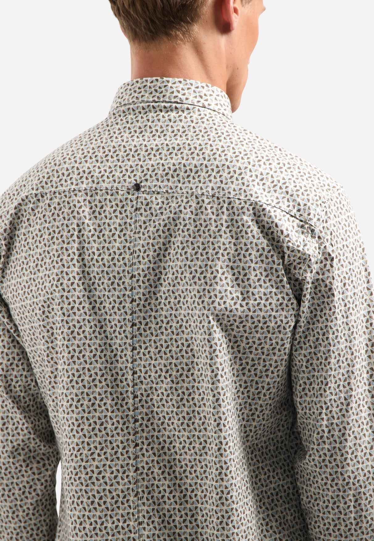 Bedrukt stretchshirt | Taupe