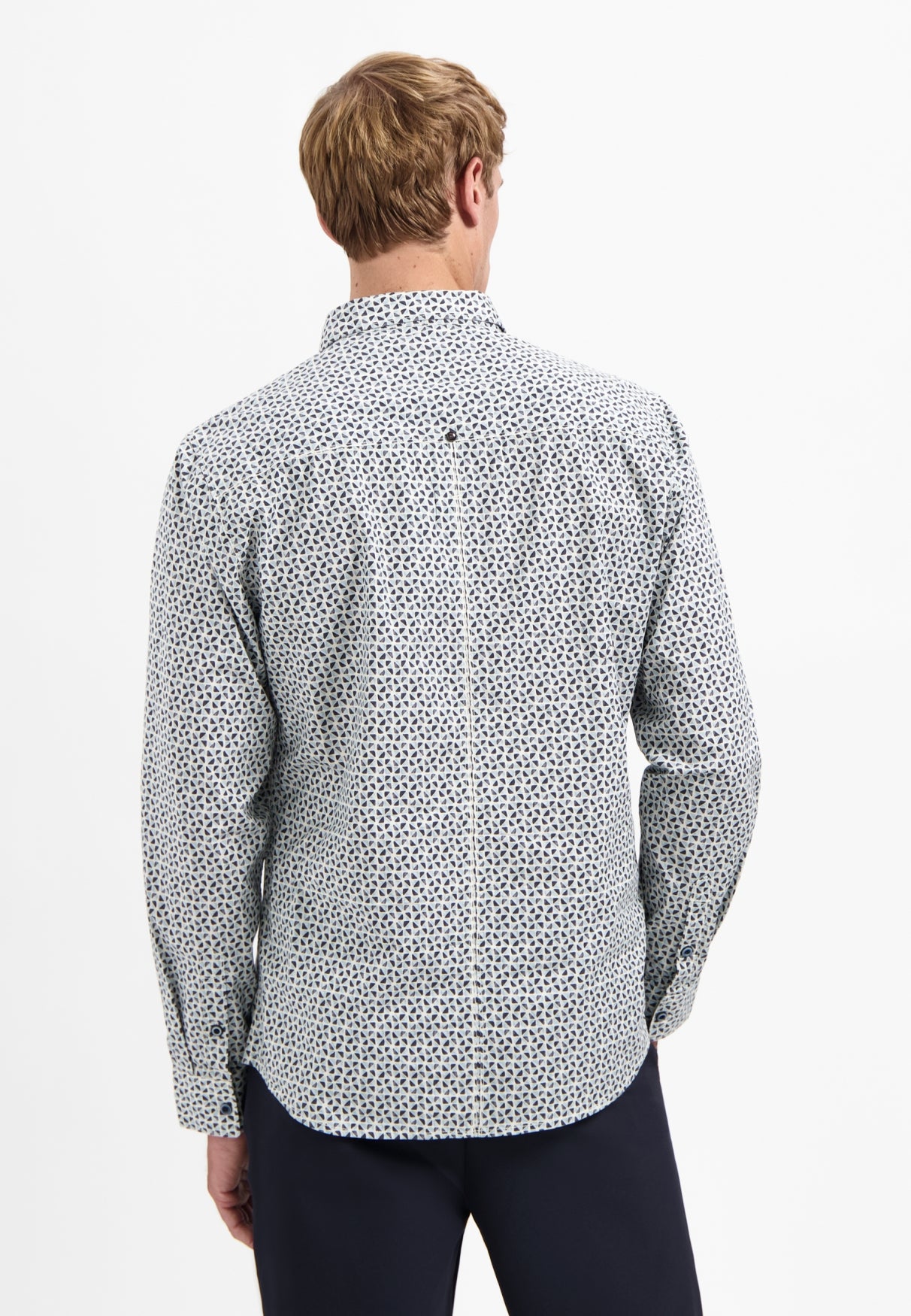 Bedrukt stretchshirt | Dusty Blue