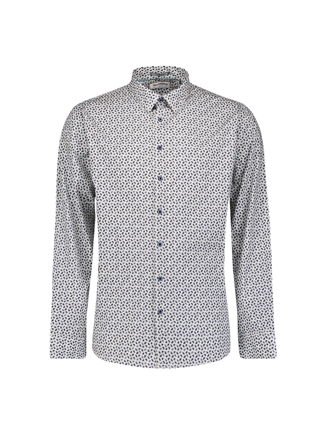 Bedrukt stretchshirt | Dusty Blue