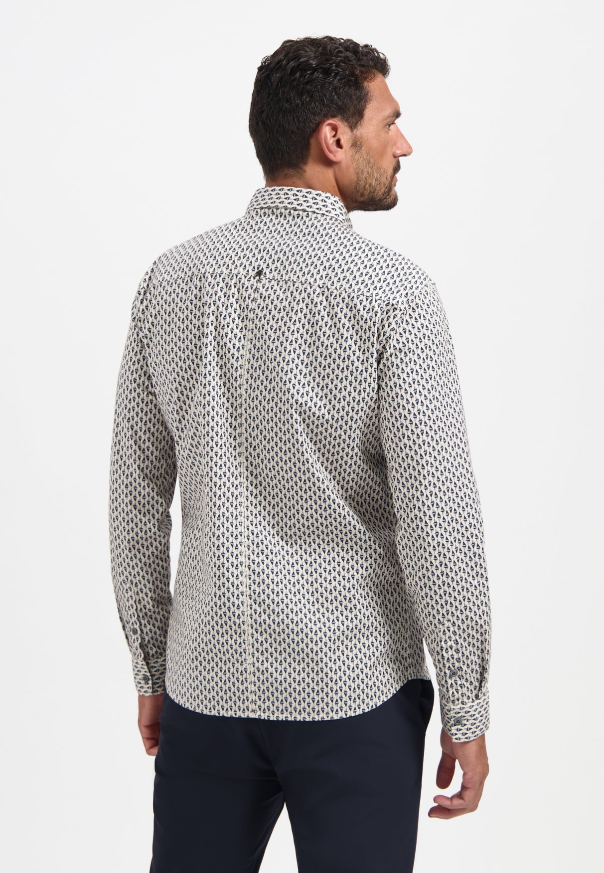 Bedrukt stretchshirt | Wit