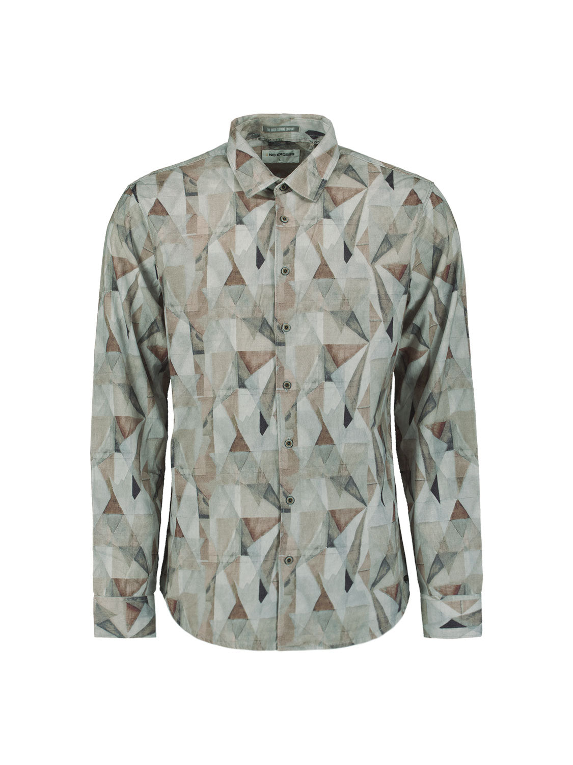 Bedrukt stretchshirt | Taupe