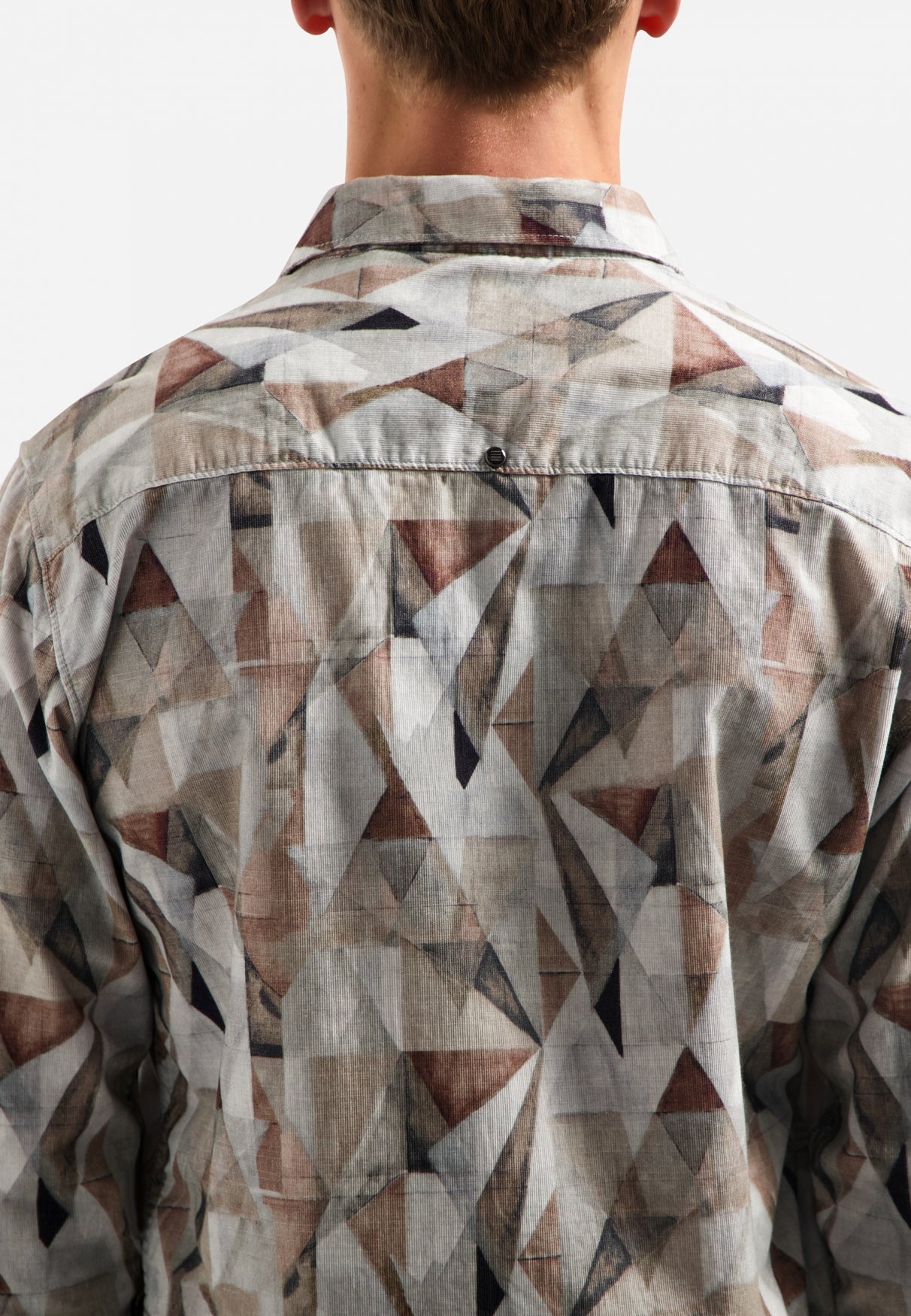 Bedrukt stretchshirt | Taupe
