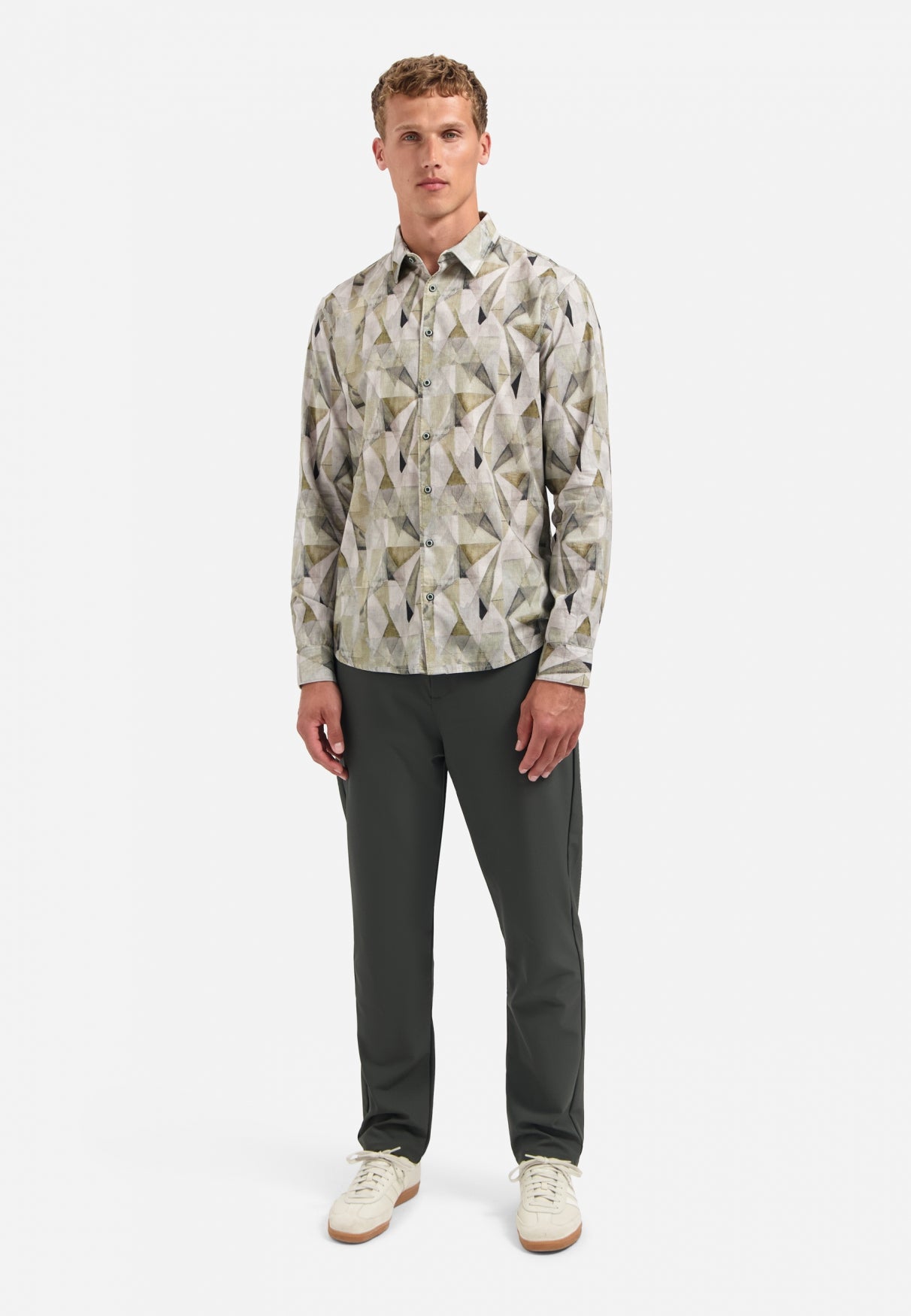 Bedrukt stretchshirt | Light Moss