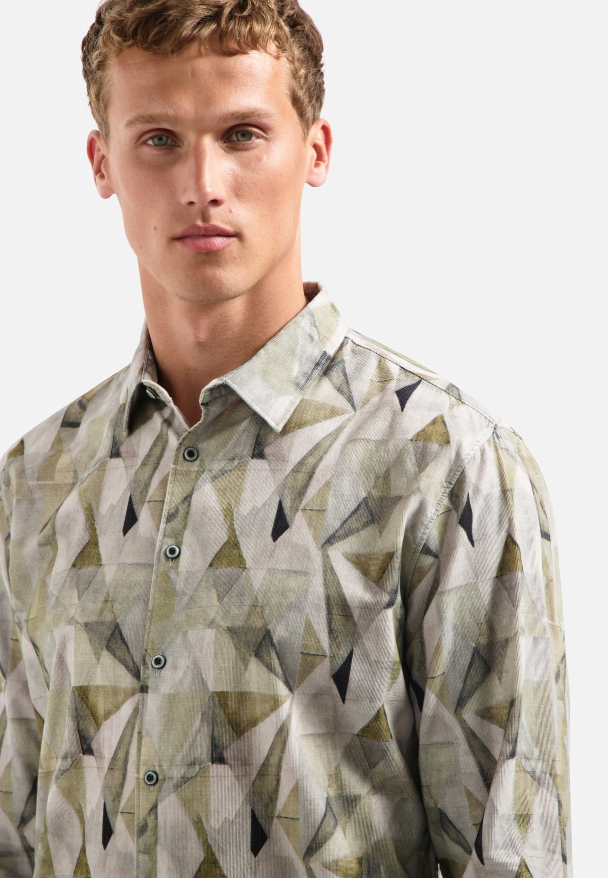 Bedrukt stretchshirt | Light Moss