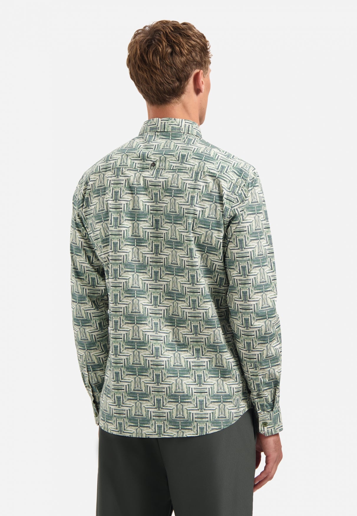 Bedrukt stretchshirt | Dark Green
