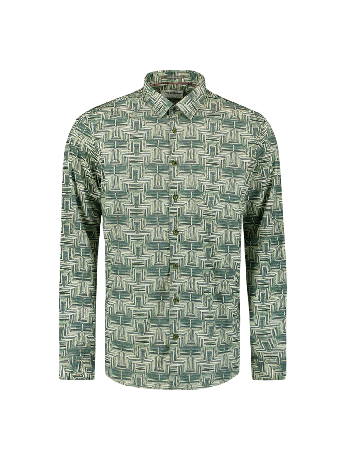 Bedrukt stretchshirt | Dark Green