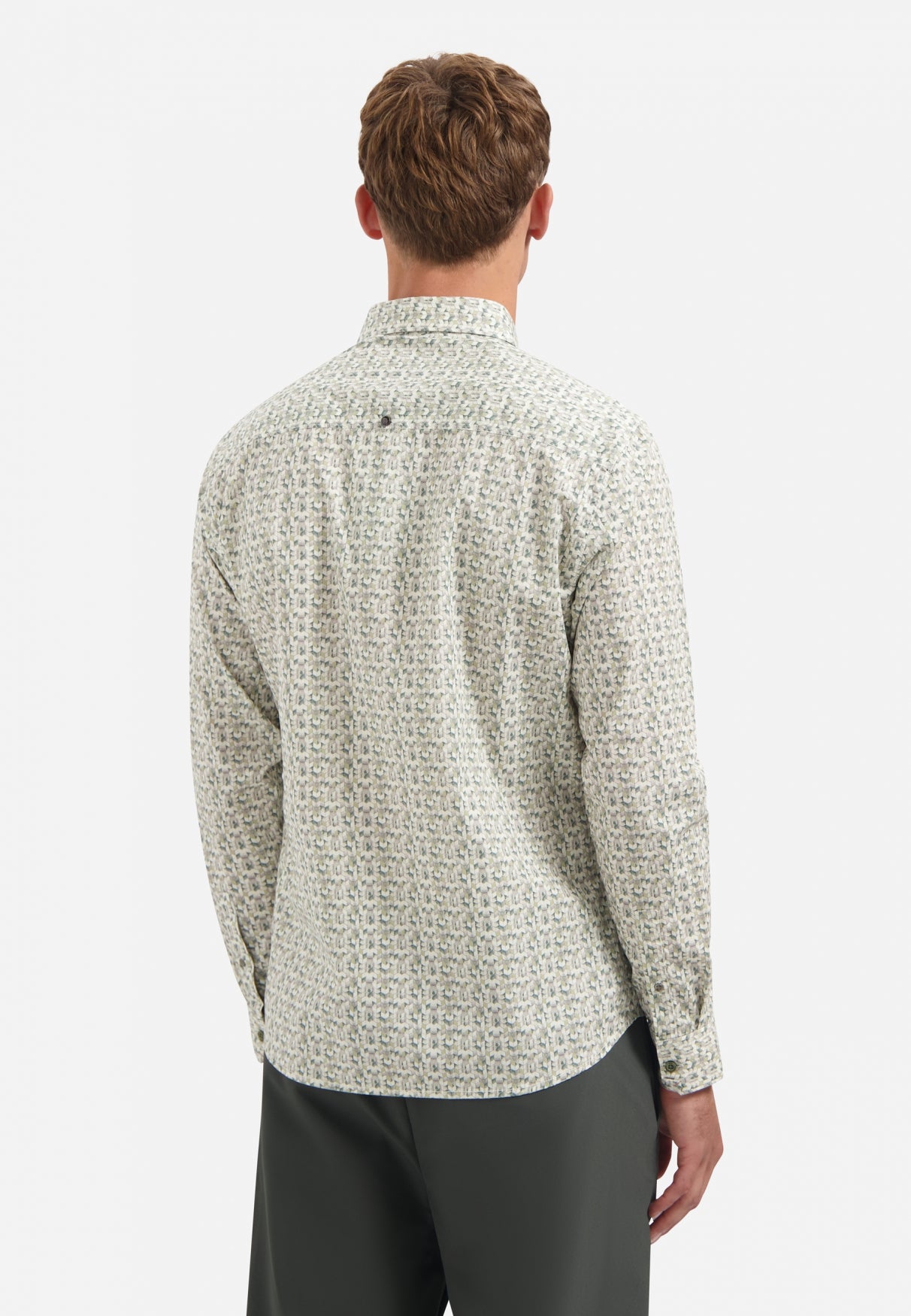 Bedrukt stretchshirt | Dark Green