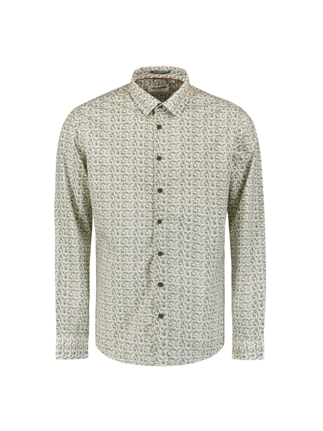 Bedrukt stretchshirt | Dark Green