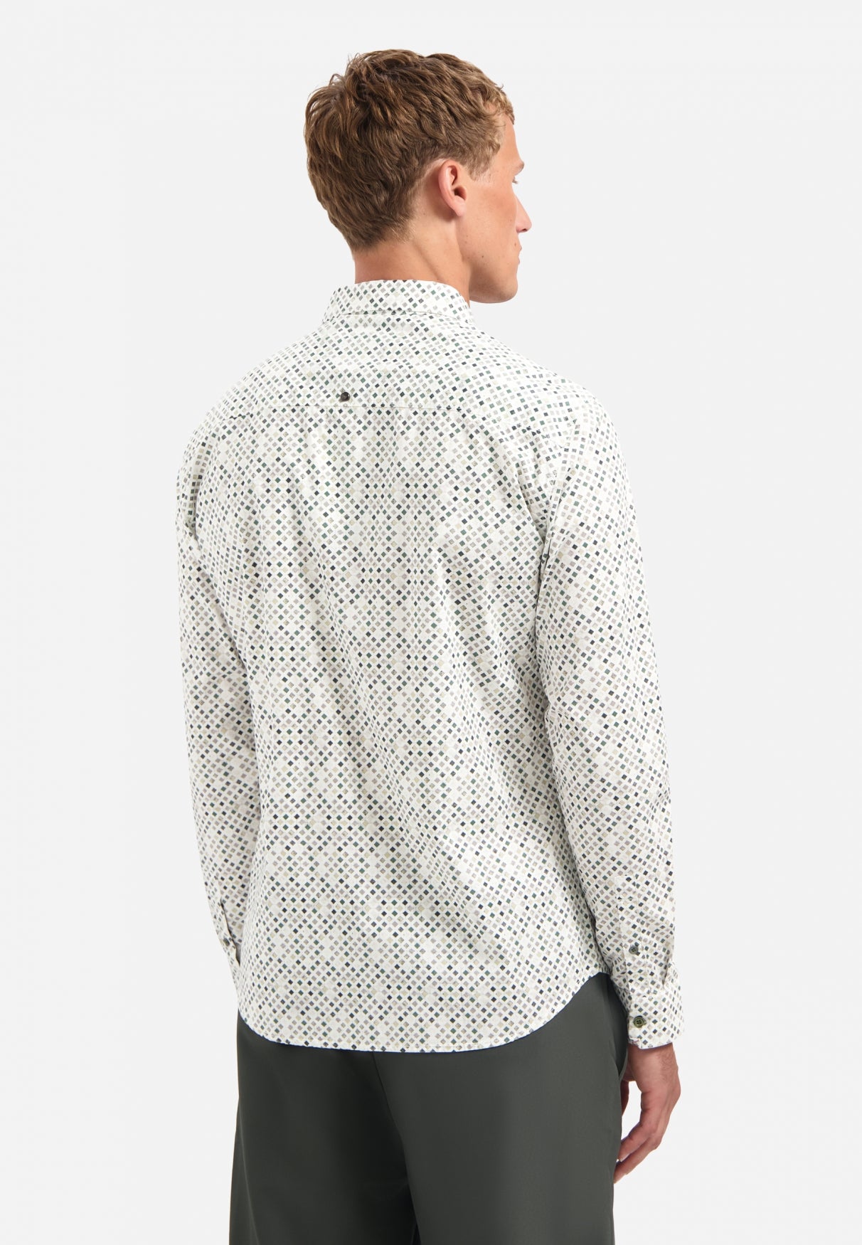 Bedrukt stretchshirt | Dark Green