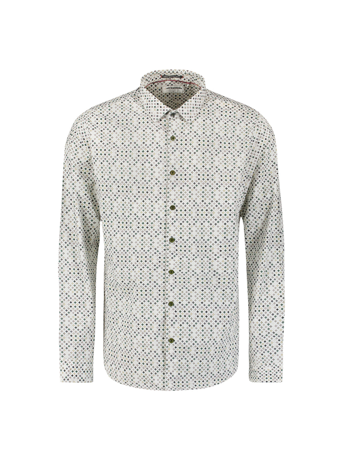 Bedrukt stretchshirt | Dark Green