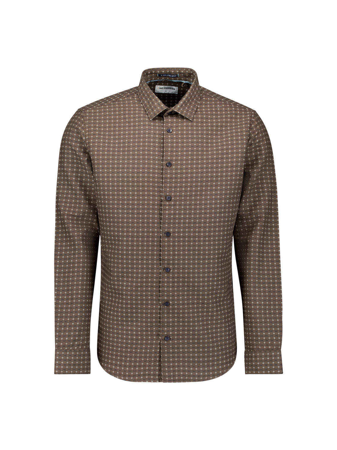 Geweven jaquard overhemd | Taupe