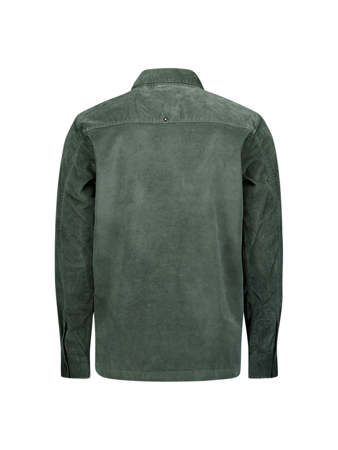 Overshirt met knoopsluiting in velvetstof | Dark Green