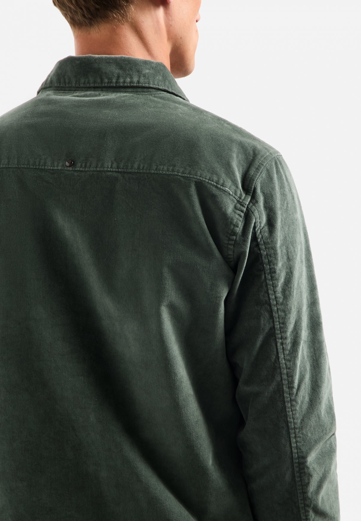 Fluwelen overshirt met knoopsluiting | Dark Green